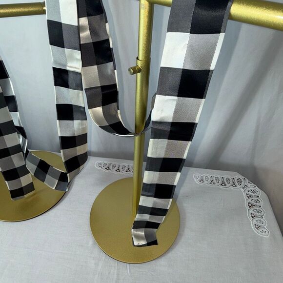 1970s Mod Black & White Checkered Taffeta Sash – 80.5” Long Vintage Belt Scarf - Picture 6 of 15